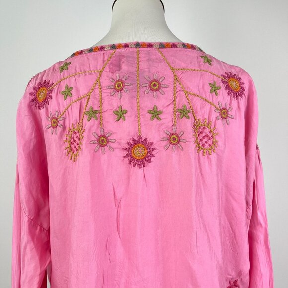 NWOT Johnny Was Butterfly Floral Embroidered Tunic Shirt Blouse Pink Size XL - Picture 8 of 13